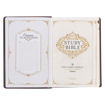 Large Print KJV Study Bible in Burgundy and Saddle Tan with Thumb Index | Bibles | 14