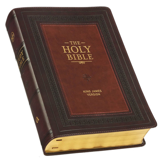 Large Print KJV Study Bible in Burgundy and Saddle Tan with Thumb Index | Bibles | 1