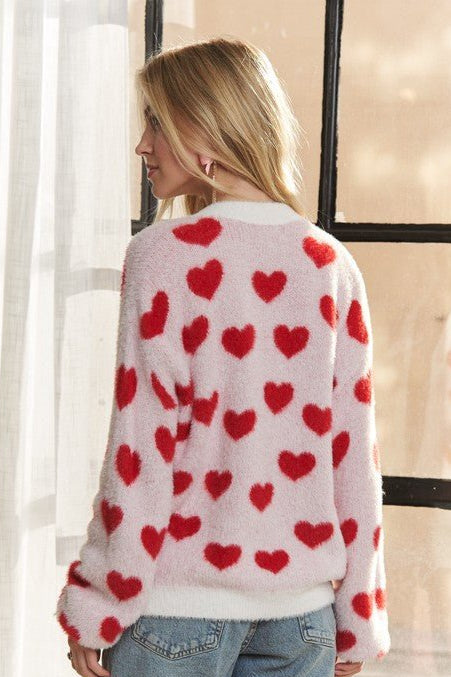 ADORA Fuzzy Heart Button Down Cardigan | Sweaters | 3