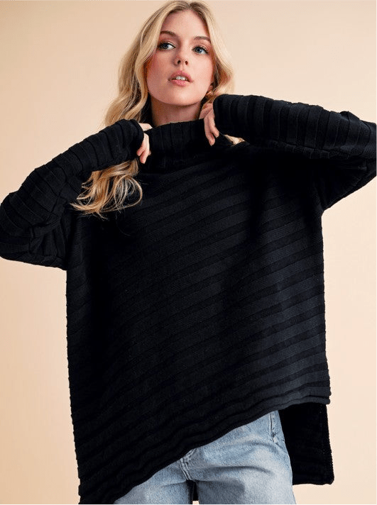 Aemi + Co Asymmetrical Side Slit Turtleneck Sweater | Sweaters | 3