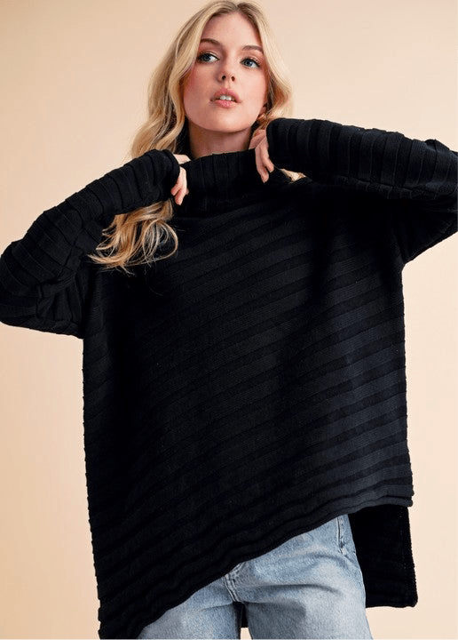 Aemi + Co Asymmetrical Side Slit Turtleneck Sweater | Sweaters | 5