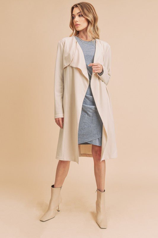 Aemi + Co Open Front Long Sleeve Longline Coat | Coats | 2