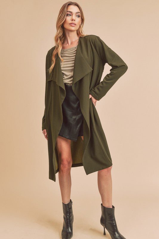 Aemi + Co Open Front Long Sleeve Longline Coat | Coats | 2