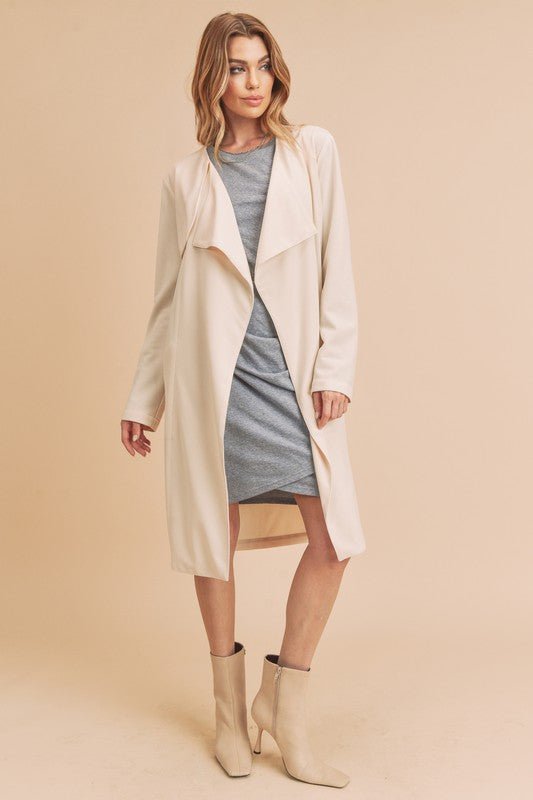 Aemi + Co Open Front Long Sleeve Longline Coat | Coats | 1