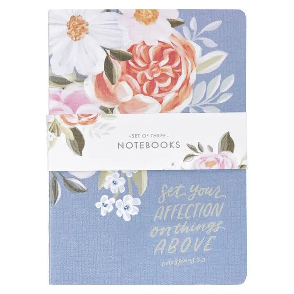 Affection Blue Floral Notebook Set - Colossians 3:2 - Notebooks