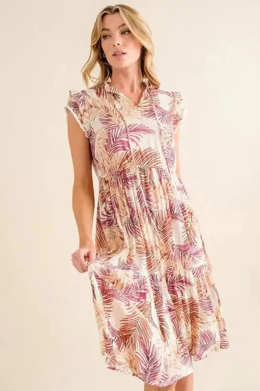 And The Why Boho Printed Tiered Dress - Cream / S - Dresses