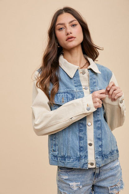 Annie Wear Collared Neck Double Placket Denim Jacket | Jackets | 1