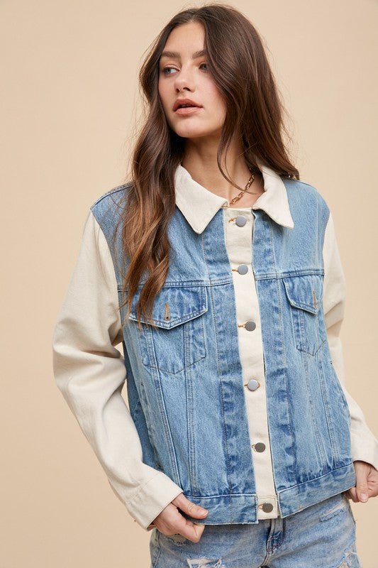 Annie Wear Collared Neck Double Placket Denim Jacket | Jackets | 4