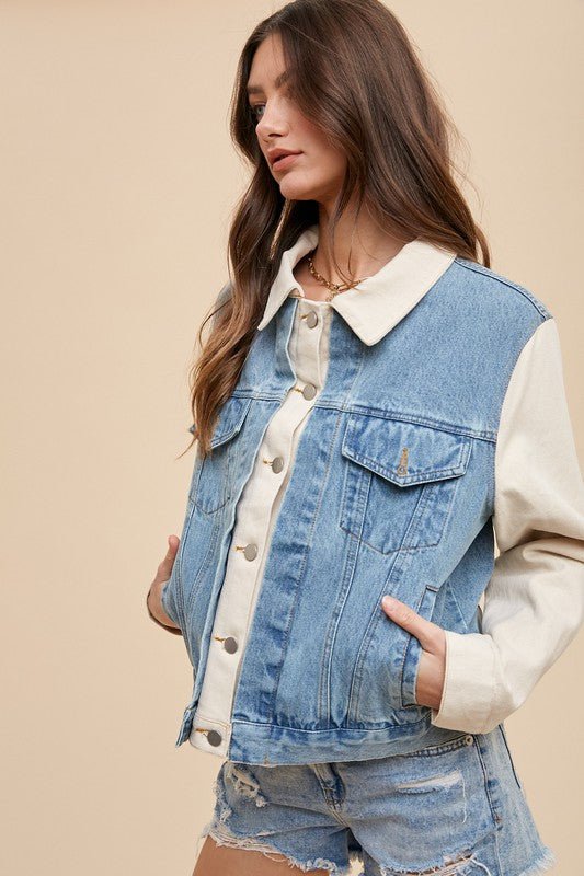 Annie Wear Collared Neck Double Placket Denim Jacket | Jackets | 2