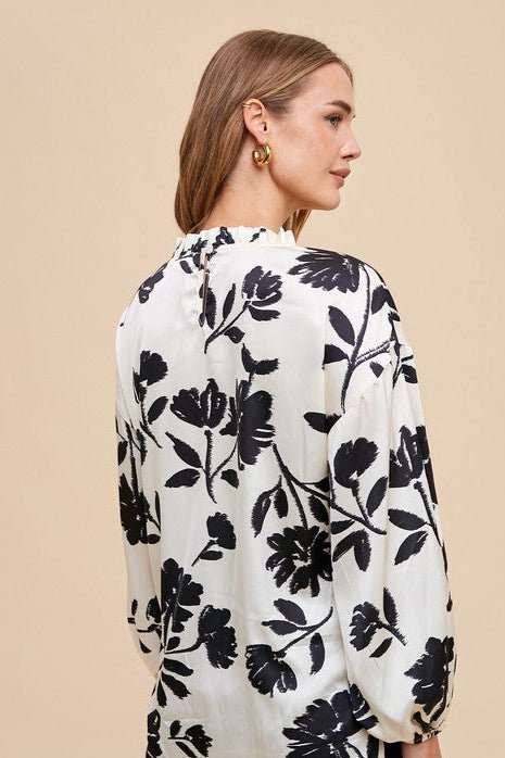 Annie Wear Frill Printed Balloon Sleeve Blouse | Tops | 2