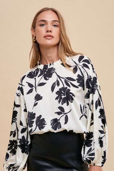 Annie Wear Frill Printed Balloon Sleeve Blouse | Tops | 3