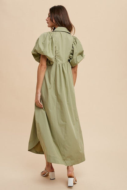 Annie Wear Smocked Puff Sleeve Midi Dress | Dresses | 2