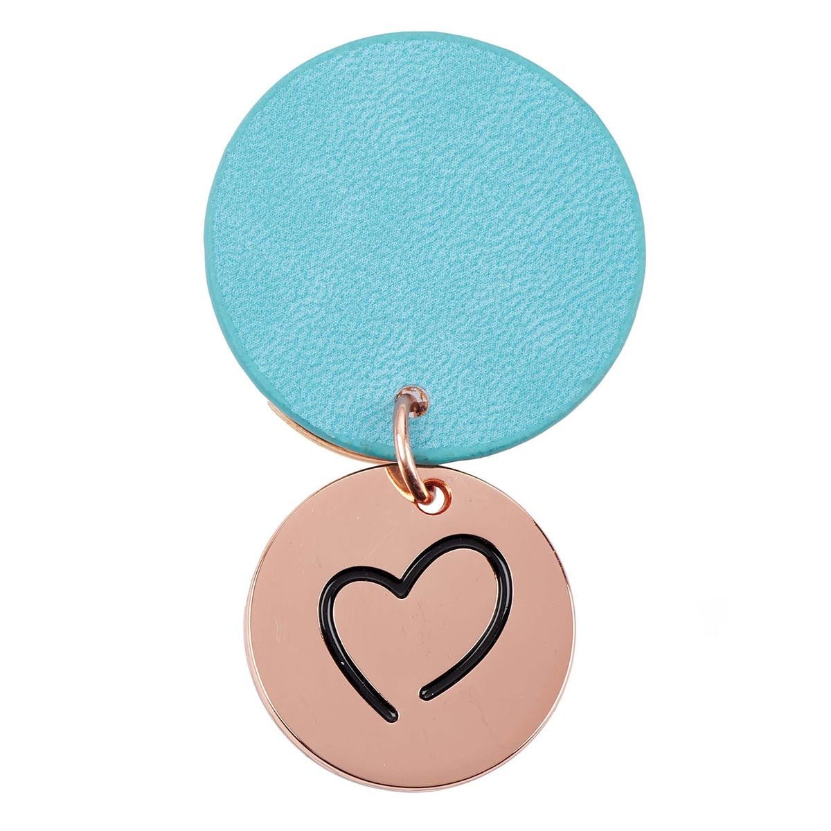 Be Joyful Rose Gold Key Ring with Teal Disc | Keychains | 3