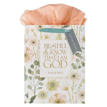 Be Still and Know Peach Meadow Large Portrait Gift Bag - Psalm 46:10 - Gift Bags