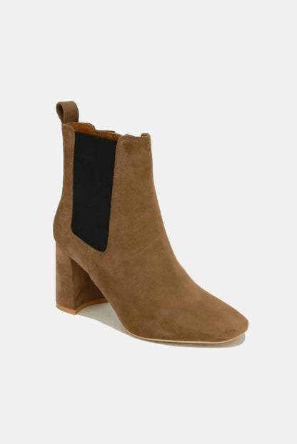 Beast Fashion Faux Suede Block Heel Chelsea Boots with Elastic Side Panel | Shoes | 3