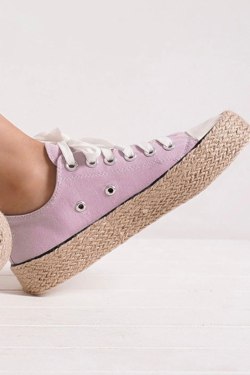 Beast Fashion Lace Up Woven Espadrille Sole Sneakers | Shoes | 1