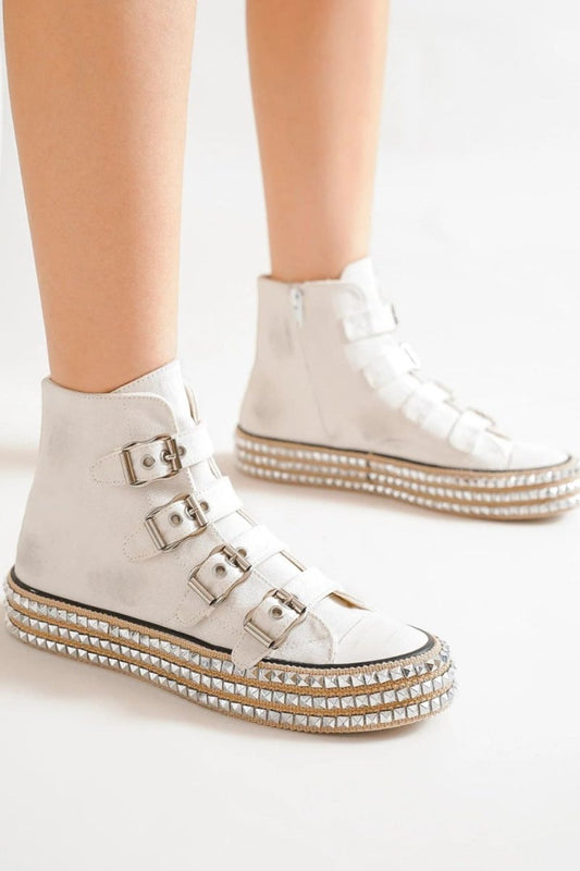 Beast Fashion Multi - Buckle Straps Studded Platform Sneakers | Shoes | 1