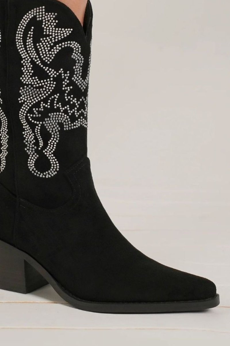 Beast Fashion Rhinestone Detail Point Toe Boots | Shoes | 2