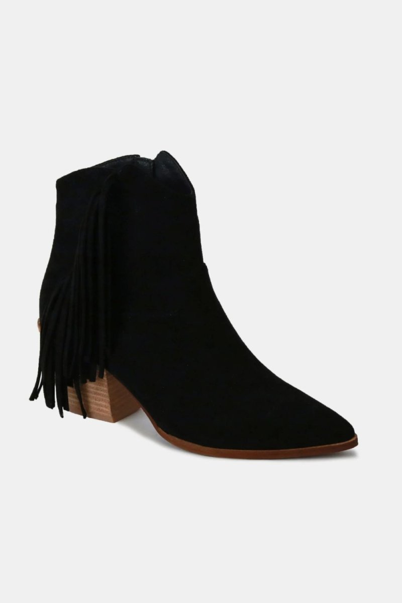 Beast Fashion Suede Fringe Point Toe Ankle Boots | Shoes | 2