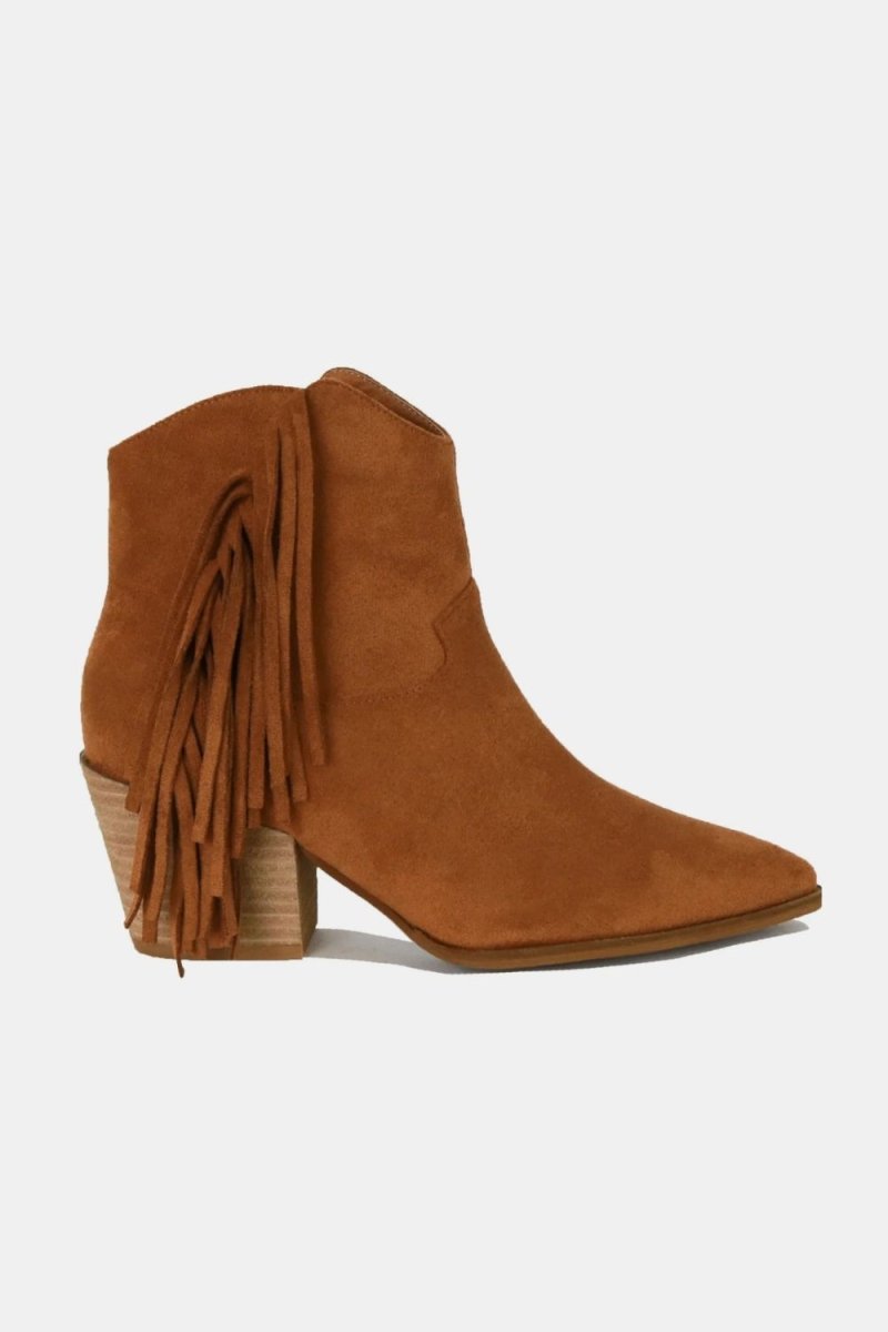 Beast Fashion Suede Fringe Point Toe Ankle Boots | Shoes | 2