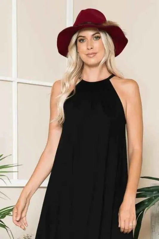 Black Halter Neck Midi Dress