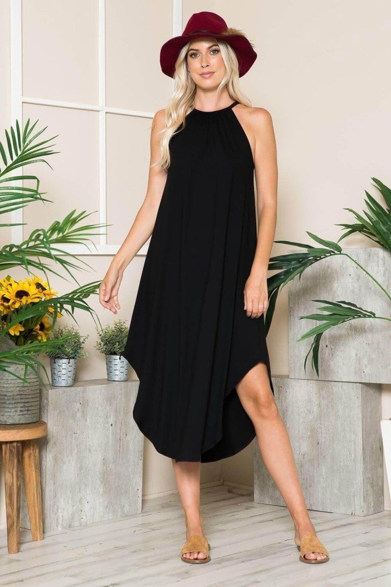 Black Halter Neck Midi Dress | Midi Dresses | 2