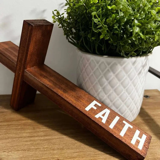 Block Faith Wood Cross Decor - Brown - Large - Wooden Crosses wooden cross faith inscription