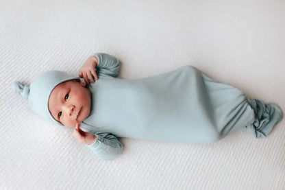 Blue Bird Ribbed Knotted Newborn Gown by Three Little Tots - Boys Onesies
