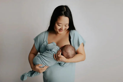 Blue Bird Ribbed Knotted Newborn Gown by Three Little Tots - Boys Onesies