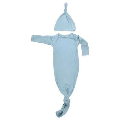 Blue Bird Ribbed Knotted Newborn Gown by Three Little Tots - Boys Onesies