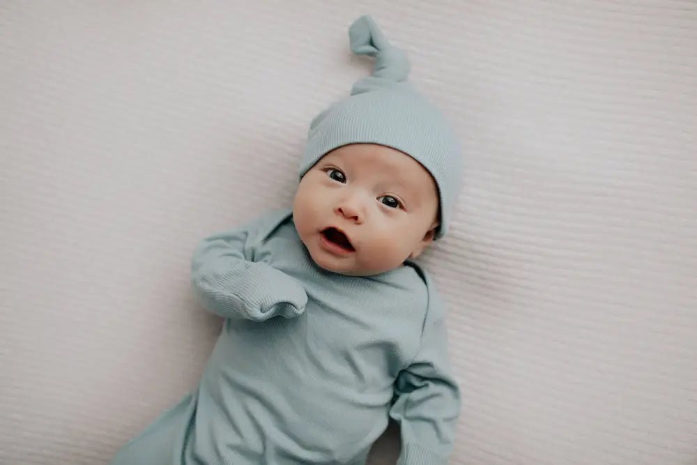 Blue Bird Ribbed Knotted Newborn Gown by Three Little Tots - Boys Onesies