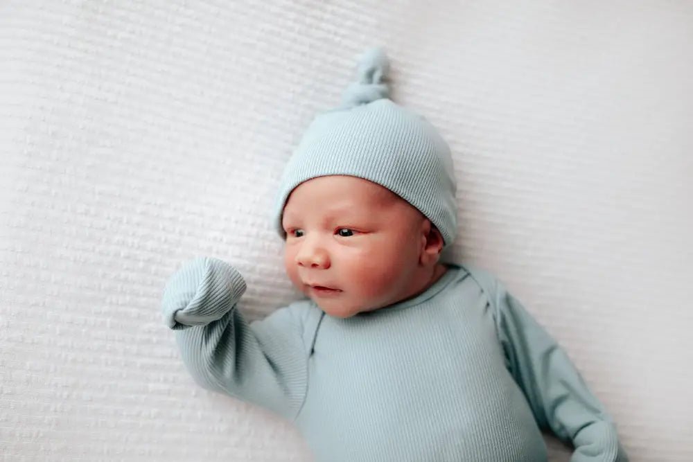 Blue Bird Ribbed Knotted Newborn Gown by Three Little Tots - Boys Onesies