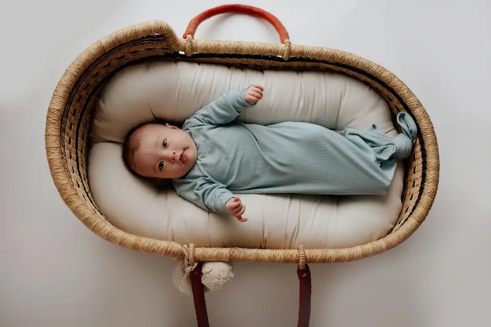 Blue Bird Ribbed Knotted Newborn Gown by Three Little Tots - Boys Onesies