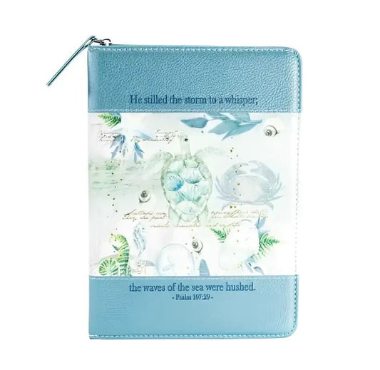 Blue Turtle Bible Journal - Journals blue sea-themed zippered bible cover