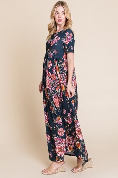 BOMBOM Floral Short Sleeve Maxi Dress | Dresses | 3