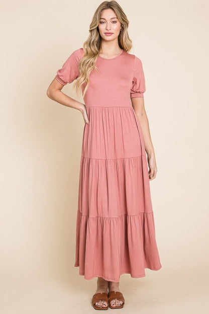 BOMBOM Short Sleeve Tiered Maxi Dress | Dresses | 4