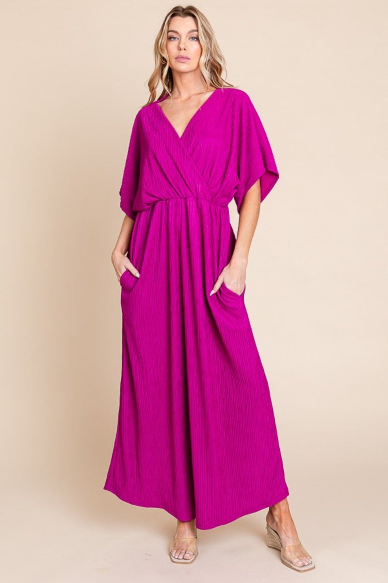 BOMBOM Surplice Maxi Dress with Pockets | Dresses | 1