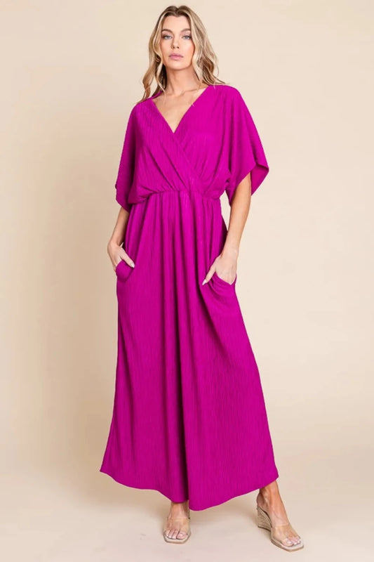BOMBOM Surplice Maxi Dress with Pockets | Dresses | 1