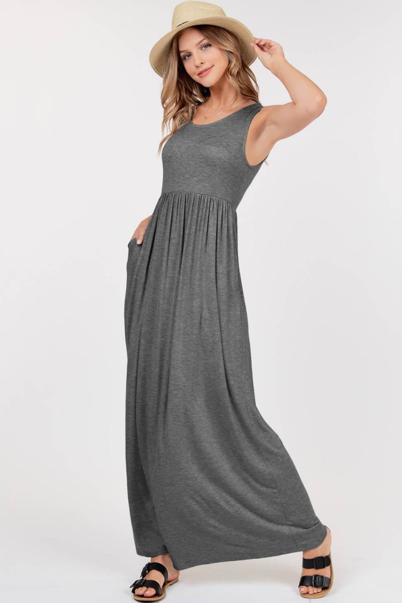 Brianna Sleeveless Maxi Dress With With Pockets | Maxi Dresses | 1