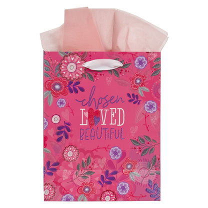 Chosen Loved Beautiful Pink Medium Gift Bag - 1 Peter 2:9 | Gift Bags | 2