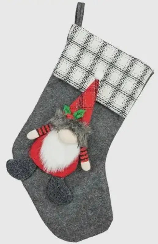 Christmas Gnome Stockings - Grey Stocking - Stockings