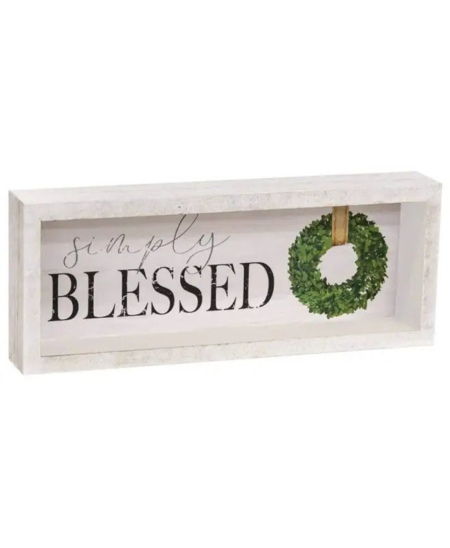 Christmas White Wood Block Signs - Simply Blessed - Shelf & Wall Art