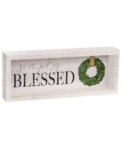 Christmas White Wood Block Signs - Simply Blessed - Shelf & Wall Art