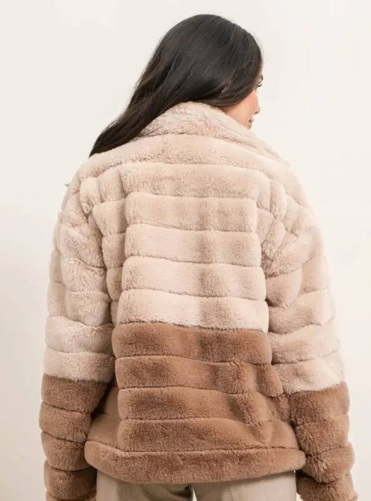 Cody Two-Tone Faux Fur Jacket - Jackets two-tone faux fur jacket