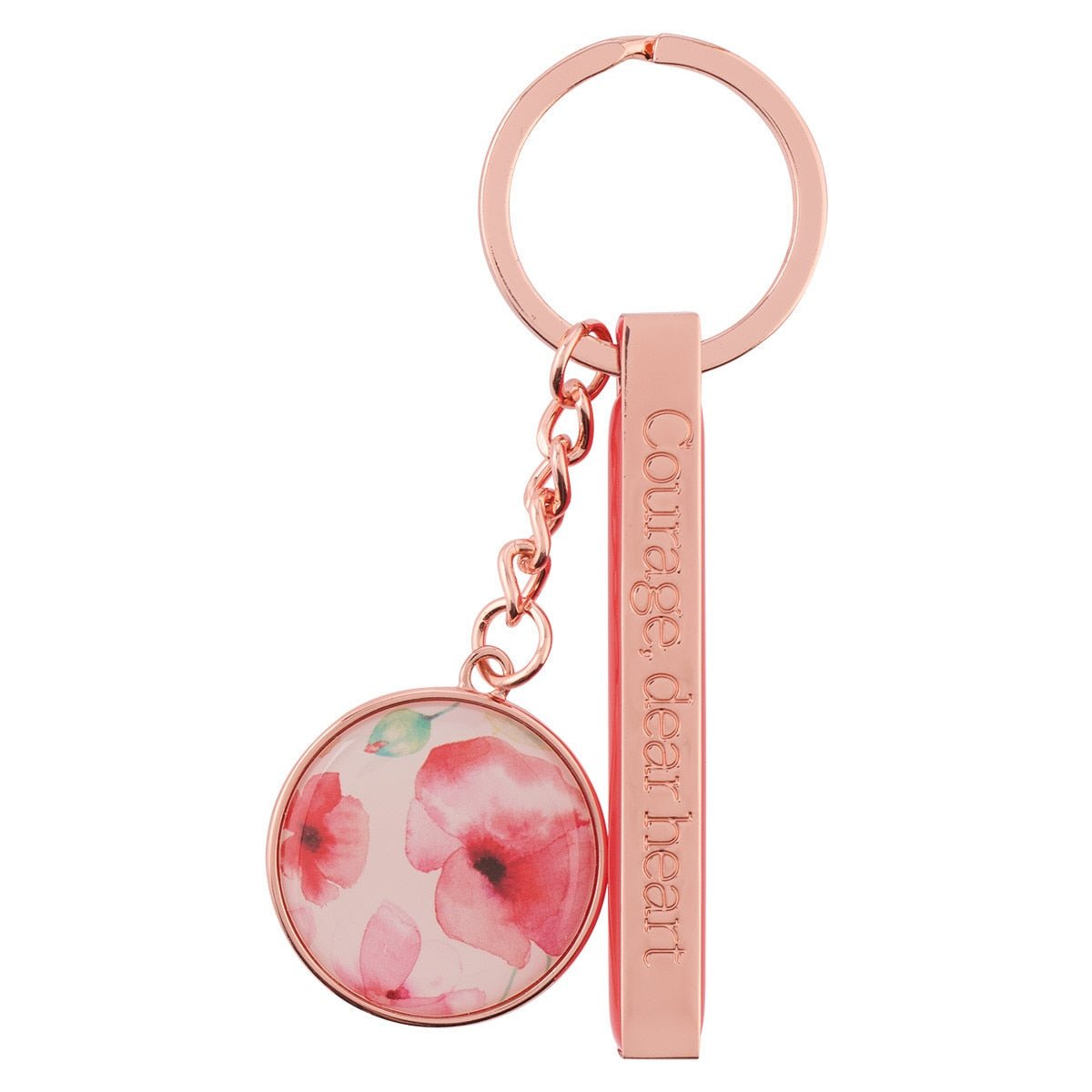 Courage Dear Heart Coral Poppies Key Ring | Keychains | 1