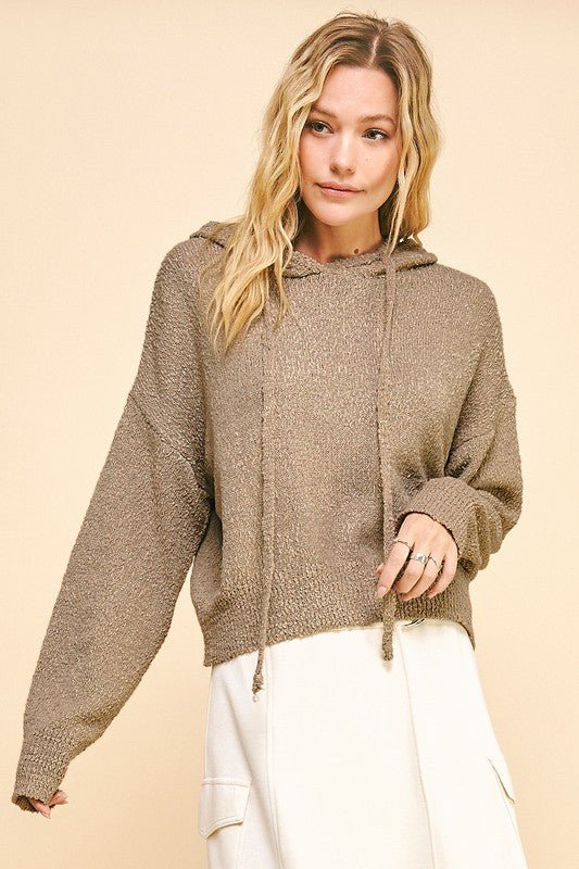 Davi & Dani Drop Shoulder Long Sleeve Hooded Sweater | Sweaters | 1