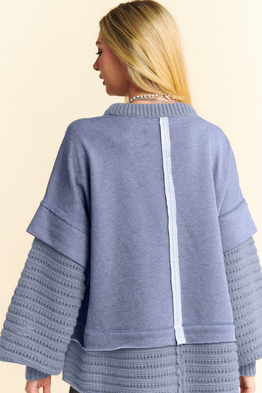 Davi & Dani Faux Layered Round Neck Sweater | Sweaters | 2