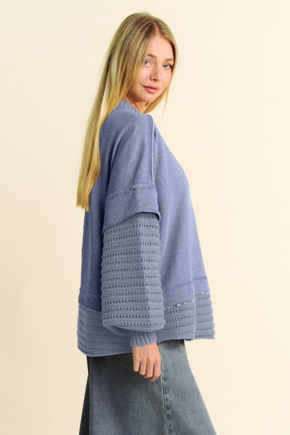 Davi & Dani Faux Layered Round Neck Sweater | Sweaters | 3