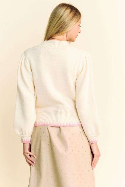 Davi & Dani Flower Patch Fuzzy Mock Neck Sweater | Sweaters | 2