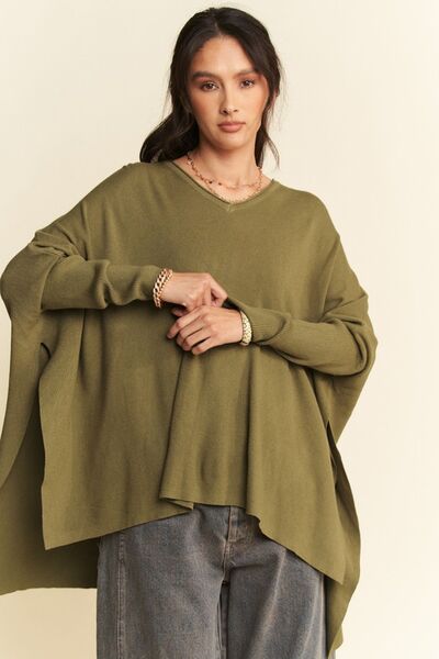 Davi & Dani High - Low Side Slit Batwing Sleeve Top | Tops | 4